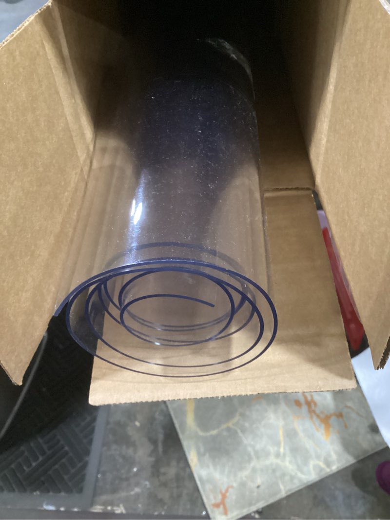 Condition photo showing Good Condition for etechmart clear plastic table cover protector rectangle 24 x 48'', thick waterproof transparent table protector for dining table, non-slip heat resistant clear desk mat for kitchen office desktop 1.5mm clear 24 x 48 inches