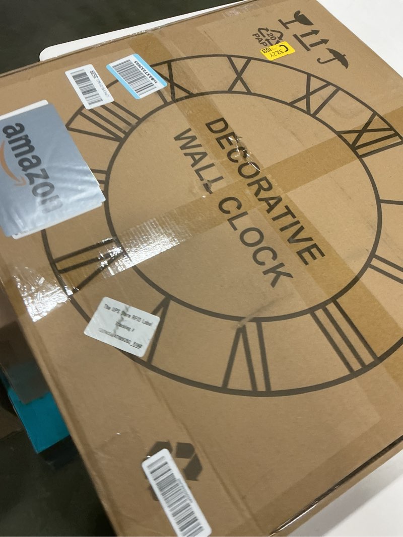 Condition photo showing New/Like New for 20 Inch Large Metal Wall Clock with Voice and Light Sensor Night Light, Glow in The Dark Non-Ticking Silent Battery Operated Decorative Oversized Wall Clock for Bedroom Living Room Decor Dark Brown - Arabic Numbers 20inch (50cm)