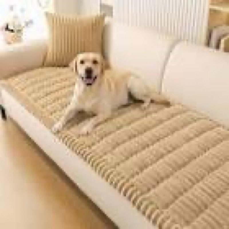 smiry couch cover for dogs washable, non slip fuzzy pet couch covers for 3 cushion sofa pet friendly