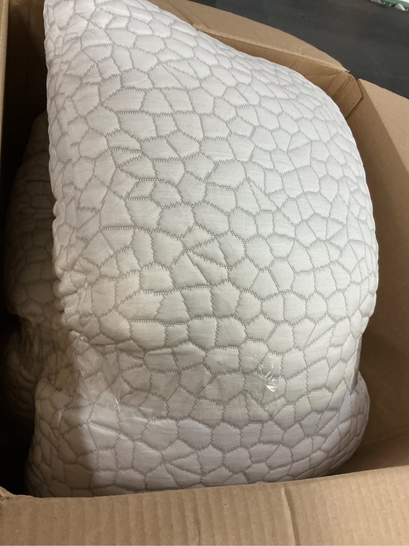 Condition photo showing Good Condition for cooling pillows king size set of 2, firm shredded memory foam pillows for side back stomach sleepers, two-sided cool neck pillow for neck shoulder pain, luxury gel cold bed pillow for hot sleepers king (2 count) original white (icy)