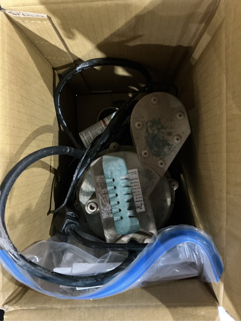 Condition photo showing As Is for zoeller submersible sump pump - 3/4 hp, cast iron construction - 80 gpm basement sump pump with dual switch protection (1099-0001)