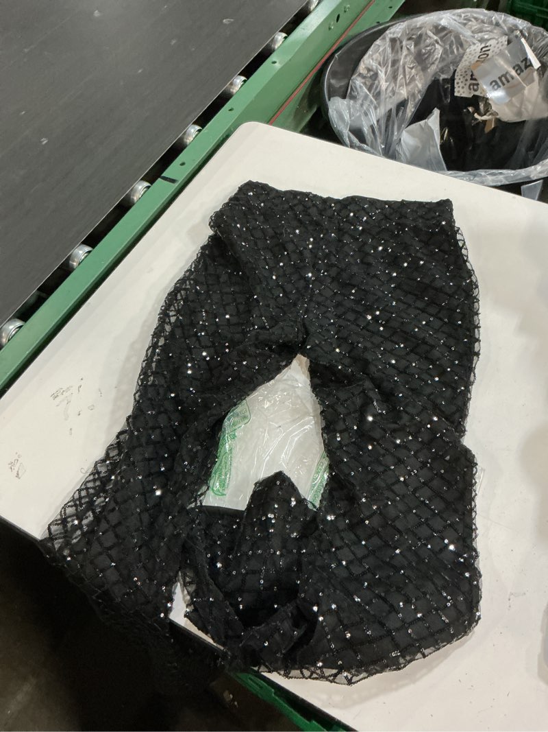 Condition photo showing Good Condition for lifeshe women sparkly flared leg pants y2k sequin bell bottom legging pant medium  black