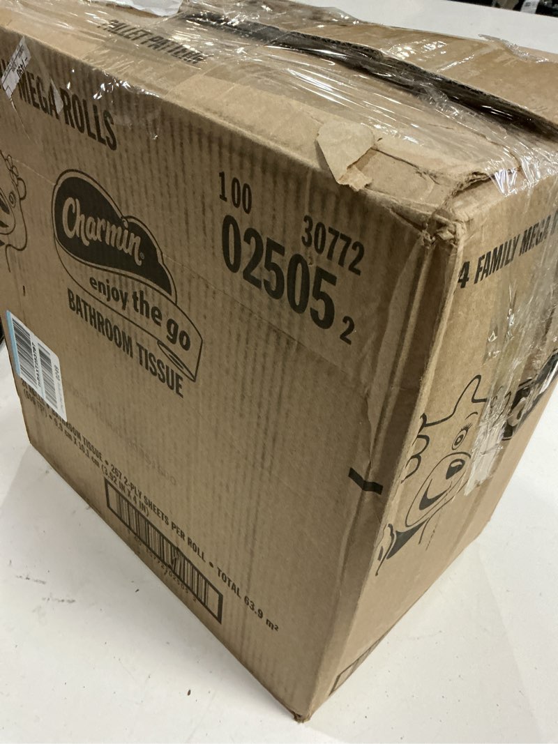 Condition photo showing New/Like New for charmin ultra soft cushiony touch toilet paper, 24 family mega = 123 regular rolls, white family mega 24 rolls (267 sheets)