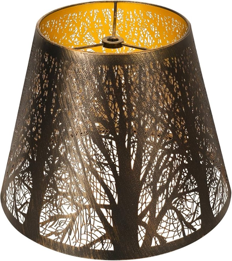 Small Metal Lampshade Forest Etching Forest Lamp Shade Pattern 6'' Top 10'' Bottom Height 7.5'' Fits