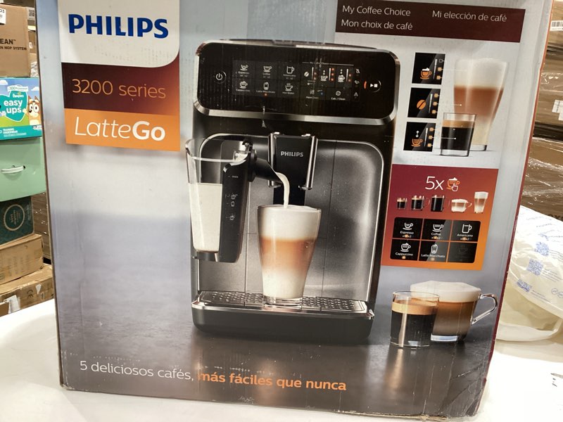 Condition photo showing As Is for Philips 3200 Series Fully Automatic Espresso Machine, LatteGo Milk Frother, 5 Coffee Varieties, Intuitive Touch Display, 100% Ceramic Grinder, AquaClean Filter, My Coffee Choice, Black (EP3241/54)
