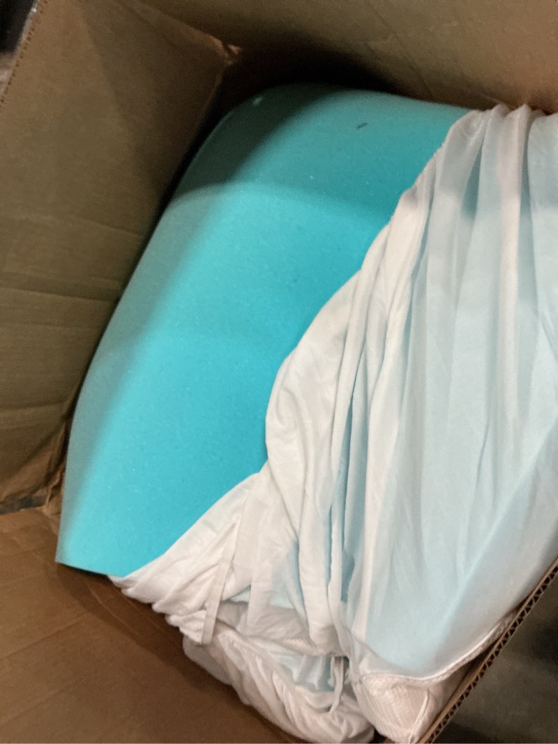 Condition photo showing As Is for (unknown size )best price mattress 3 inch ventilated memory foam mattress topper, cooling gel infusion, certipur-us certified, dorm essentials, queen queen 3 inch