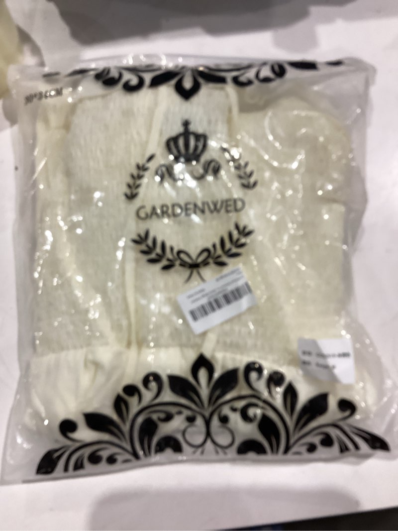 Condition photo showing New/Like New for Women's Square Neck Midi Dress, Smocked Bodice Puff Sleeves Tiered Ruffle Sundress with Floral Textured Small White