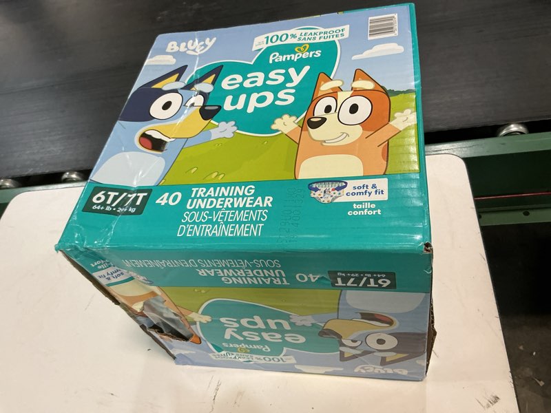 Condition photo showing New/Like New for pampers training pants - easy ups boys & girls bluey - size 6t-7t, 40 count, children's potty underwear 6t-7t 40