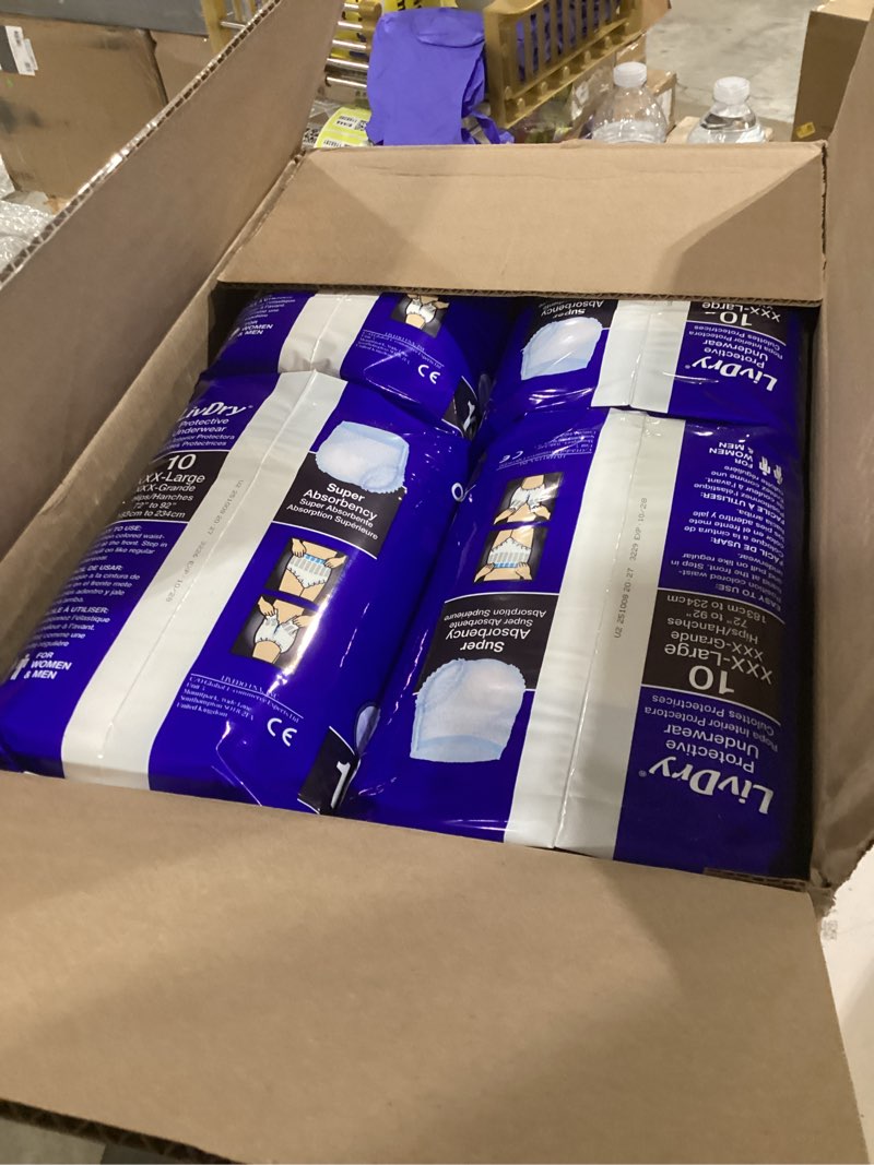 Condition photo showing New/Like New for LivDry Adult Incontinence Underwear, Overnight Comfort Absorbency, Leak Protection (XXX-Large (40 Count)) 3X-Large (40 Count)