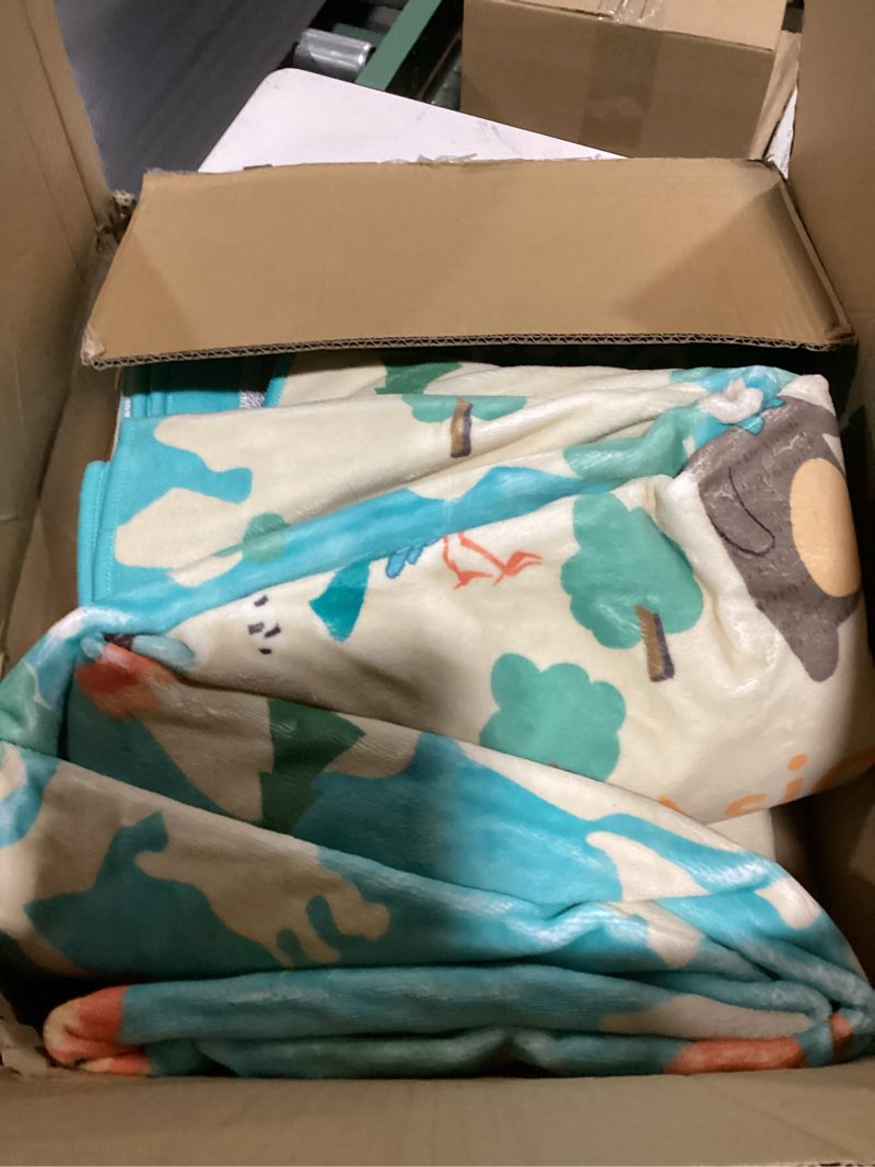 Condition photo showing As Is for Large 8x10 Playroom Rugs - Kids Play Rug for Classroom Elementary, Bedroom, Living Room, Washable Soft Cute World Map Carpet with Ocean, Continents & Animals 8' x 10' (Rectangular) Blue Animal Map