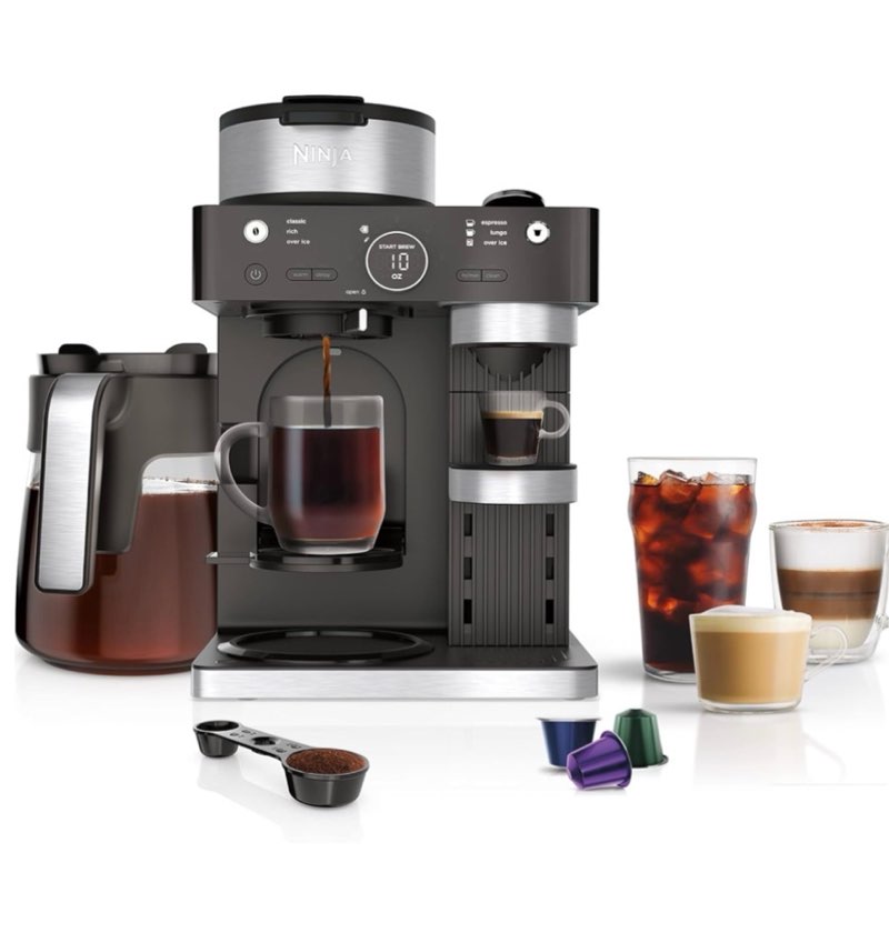 ninja espresso & coffee maker & barista system, 3 espresso brew styles, single-serve coffee & nespre
