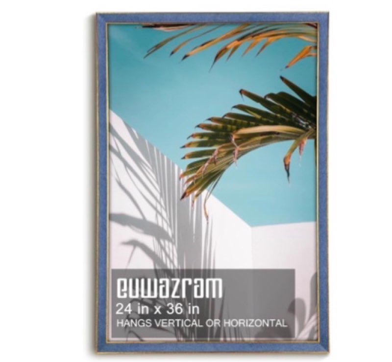 euwazram Suede 24x36 Frame - Single Frame, Christmas Elegant Sky Blue 24 x 36 Poster Frame, 24x36 Pi