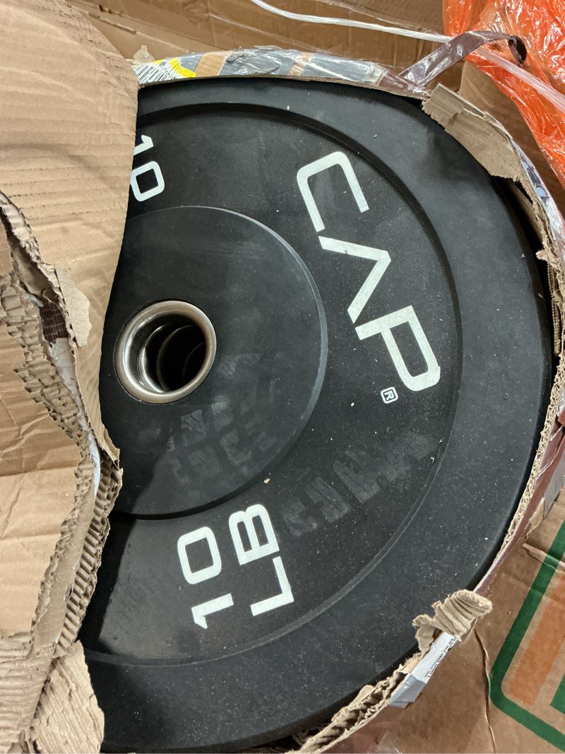 Condition photo showing Good Condition for cap 2-inch olympic bumper plate weight set | 100-370 lbs | multiple colors | storage rack optional economy 160 lb - set