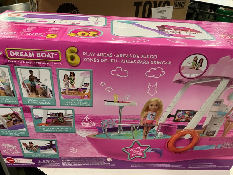 Condition photo showing New/Like New for Barbie Dream Boat Playset with 20+ Ocean-Themed Accessories Sized to Fashion Dolls Including Pool, Slide & Dolphin