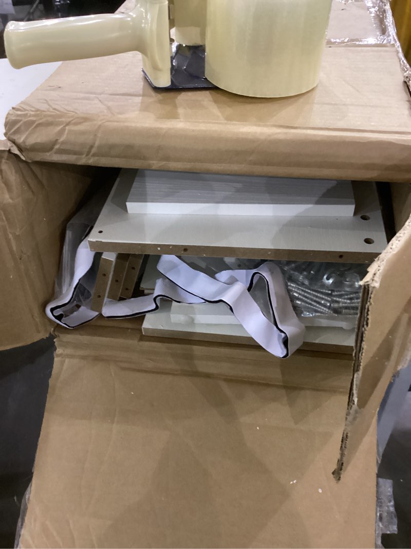 Condition photo showing Good Condition for Over The Toilet Storage Cabinet with 7 Shelves, Imitation Walnut Grain Above Toilet Bathroom Organizer with Toilet Paper Holder Stand, Space Saver for Restroom, Bathroom, Laundry (White)