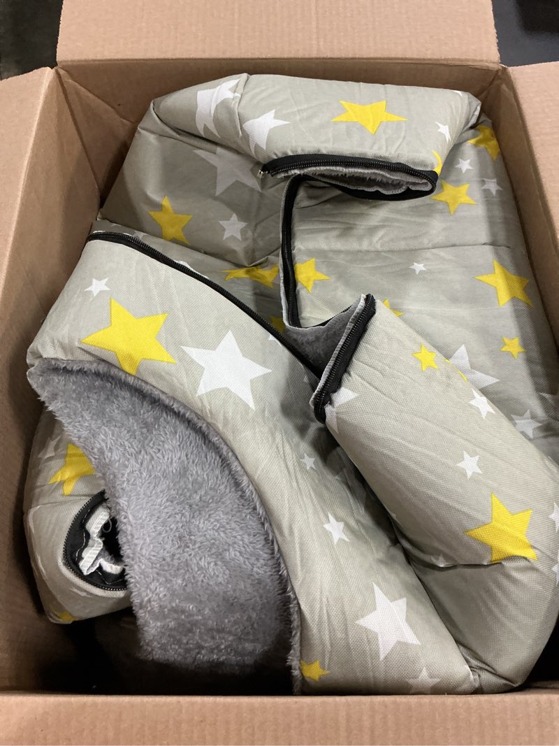 Condition photo showing Good Condition for Jiupety Dog House Indoor, 2XL Size Indoor Dog House for Large Dog, Warm Cave Sleeping Nest Bed for Cats and Dogs, Gray Star-Gray 2XL