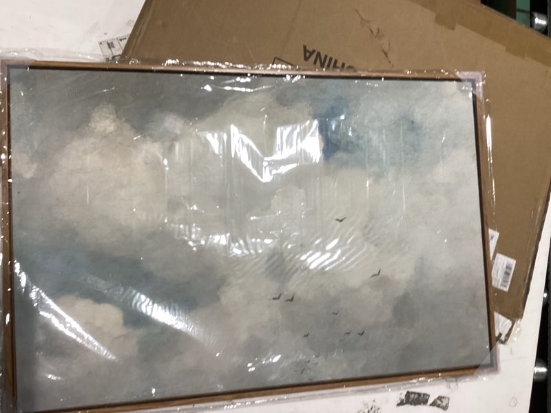 Condition photo showing New/Like New for insimsea framed canvas wall art vintage decor, home decor classical oil paintings sky cloud birds prints, vintage landscape large wall art for living room bedroom bathroom office decor, 20"x30" shell fishing 30"l x 20"w