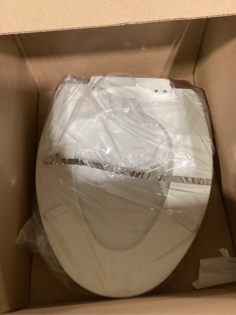 Condition photo showing Good Condition for Mayfair Ashton Easy to Clean Single Hinge Toilet Seat, Modern Slow Close Wood Toilet Seat, Made in USA, Elongated, White Elongated Modern Hinge