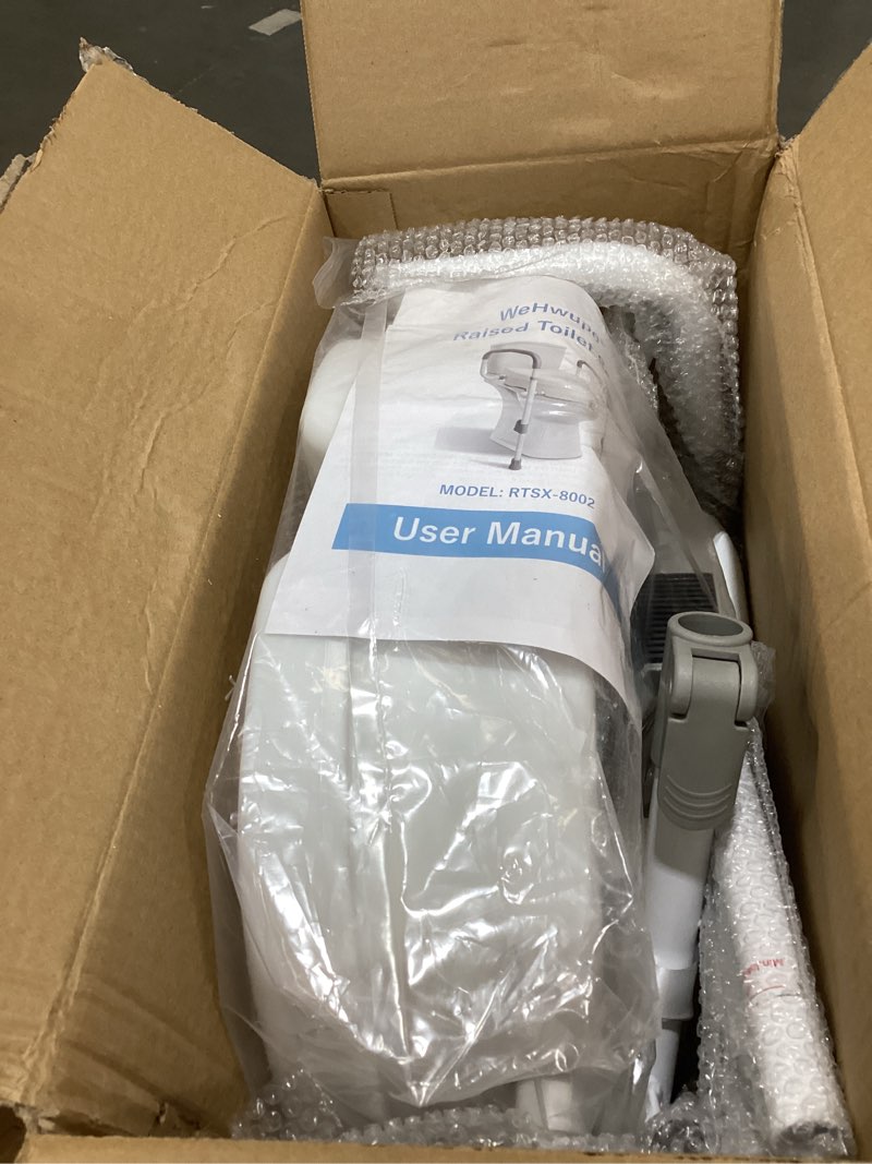 Condition photo showing Good Condition for raised toilet seat with handles for elderly - toilet seat risers for seniors with adjustable padded arms - elevated toilet safety seat for standard or elongated commode