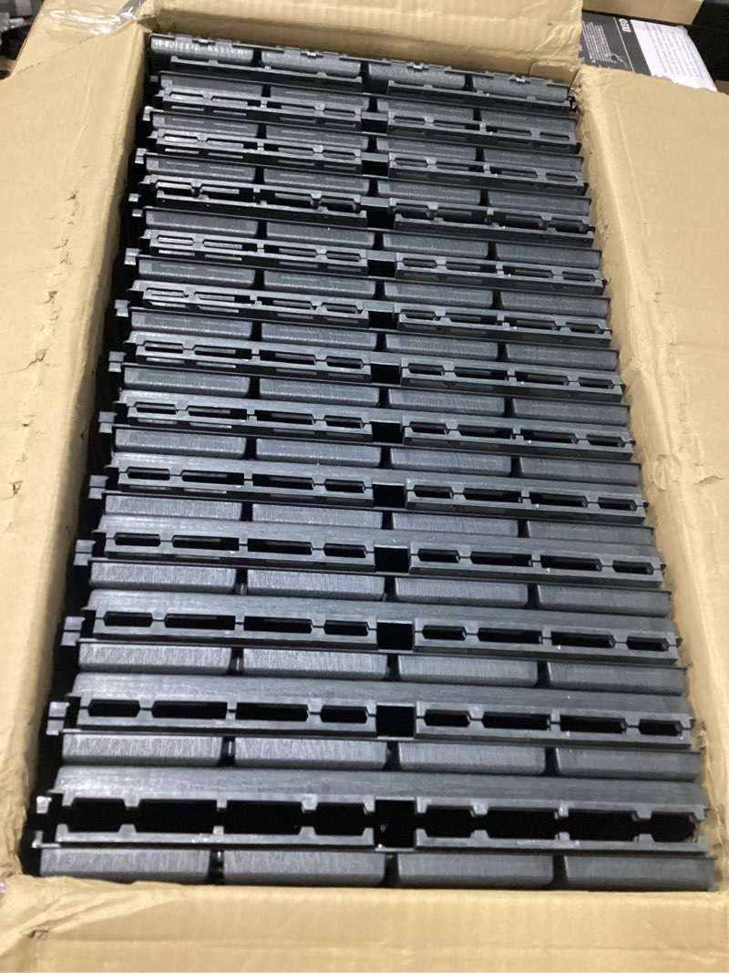 Condition photo showing Good Condition for tolanbbt plastic interlocking deck tiles 27 pack 12"x12" waterproof indoor outdoor composite patio flooring decking tiles all weather use for patio porch balcony backyard poolside, dark grey 27 pcs dark grey - solid