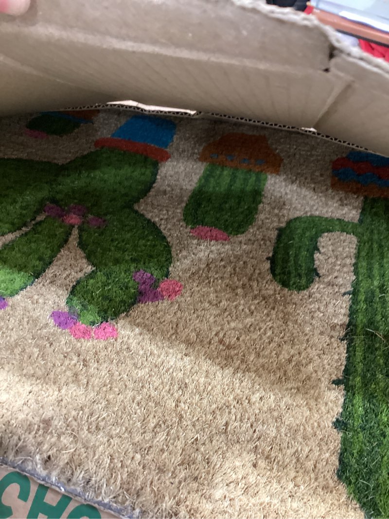 Condition photo showing New/Like New for DII Natural Coir Fiber, 18x30 Entry Way Outdoor Door Mat with Non Slip Backing-Cactus