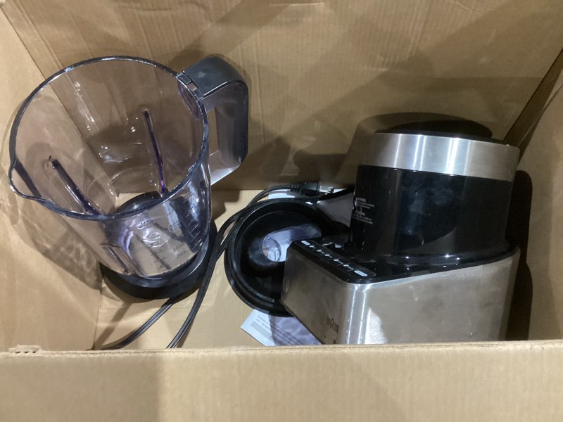 Condition photo showing As Is for Braun TriForce Power Blender - Powerful 1200 Watt Countertop Blender with 10 Manual Speeds, 3 Texture & 3 Food Settings, Stainless Steel Blades for Effortless Emulsifying, for Smoothies, Purees & More