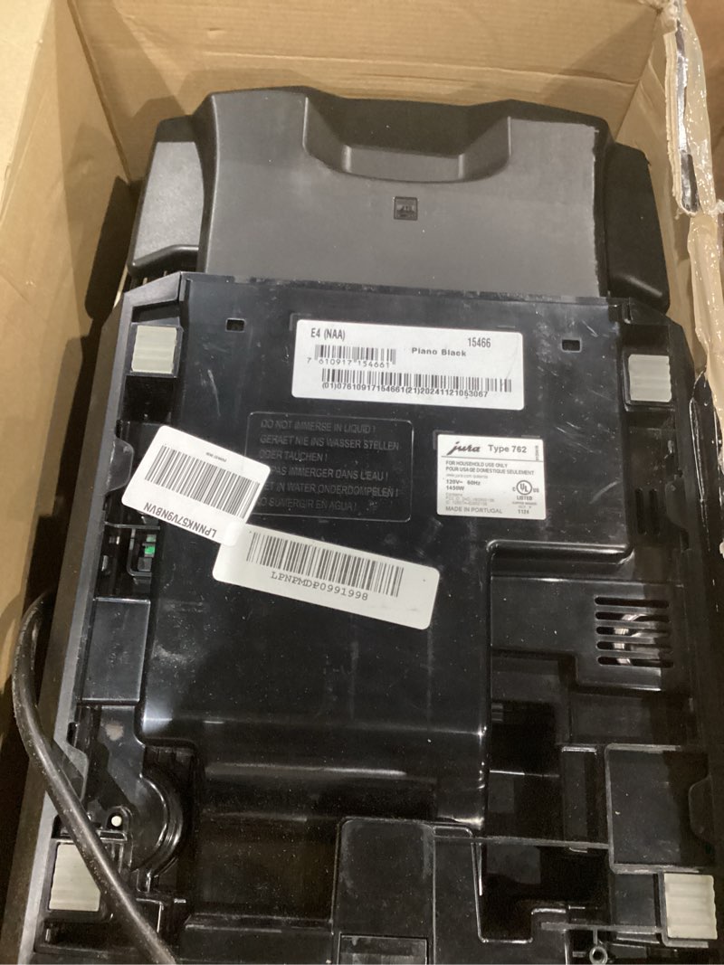 Condition photo showing As Is for Jura E4 Piano Black Automatic Coffee Machine