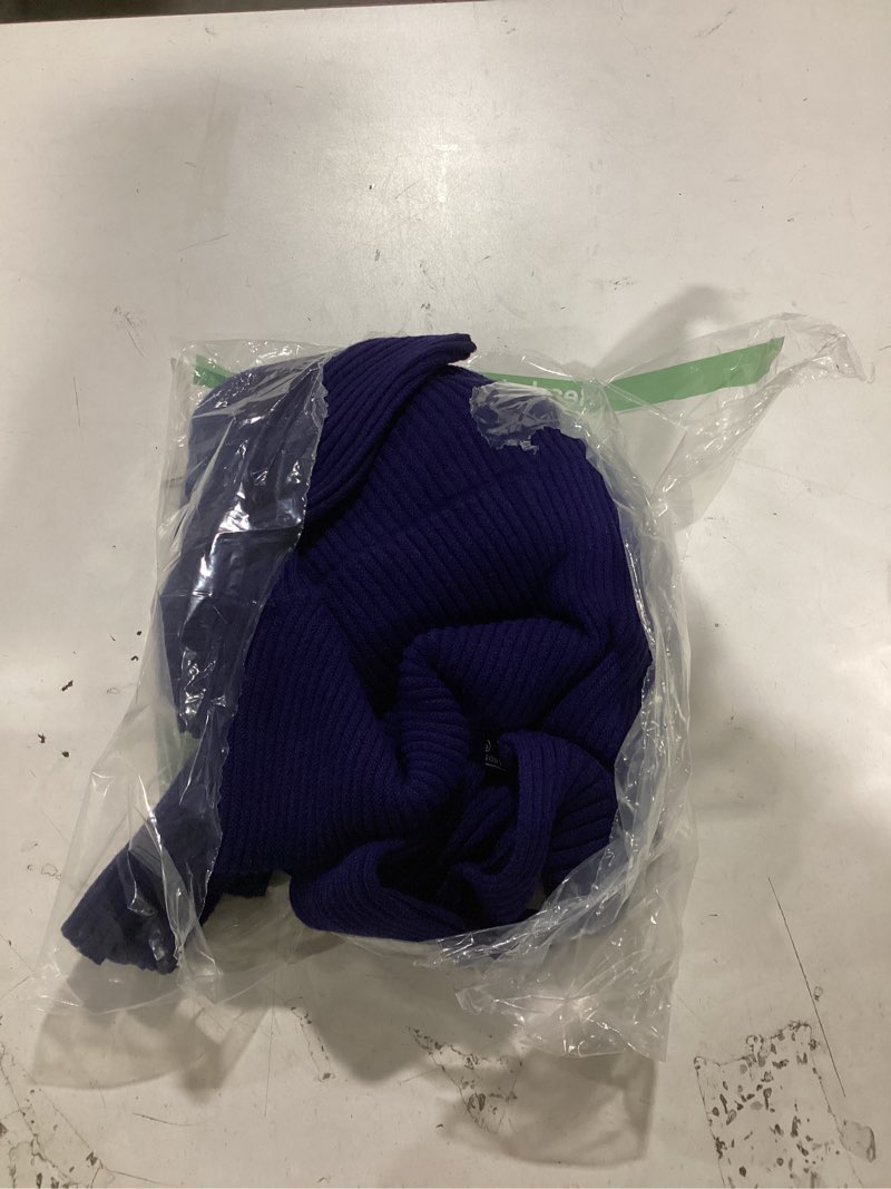 Condition photo showing As Is for LILLUSORY Women's Oversized Turtleneck Sweaters Fall Batwing Sleeve Ribbed Tunic Sweater Small Navy Blue