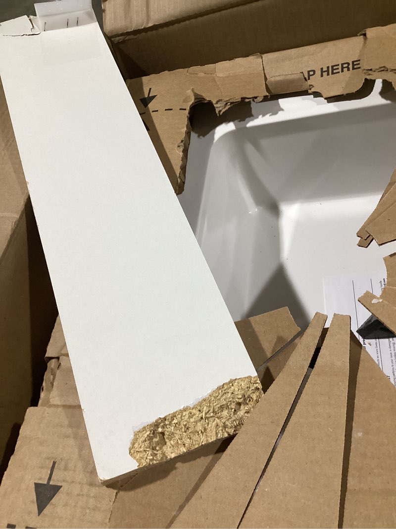 Condition photo showing As Is for style selections cauley 24-in white single sink bathroom vanity with white cultured marble top