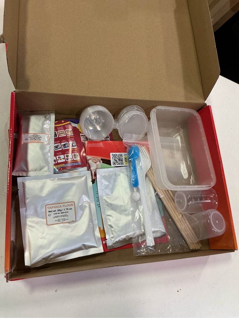 Condition photo showing New/Like New for Playz Edible Slime Candy Making Science Kit for Kids Ages 8-12 Years Old - Food Science Chemistry Kid Science Kit with 25 Experiments to Make Slime Chocolates, Educational Science Kits for Boy & Girls