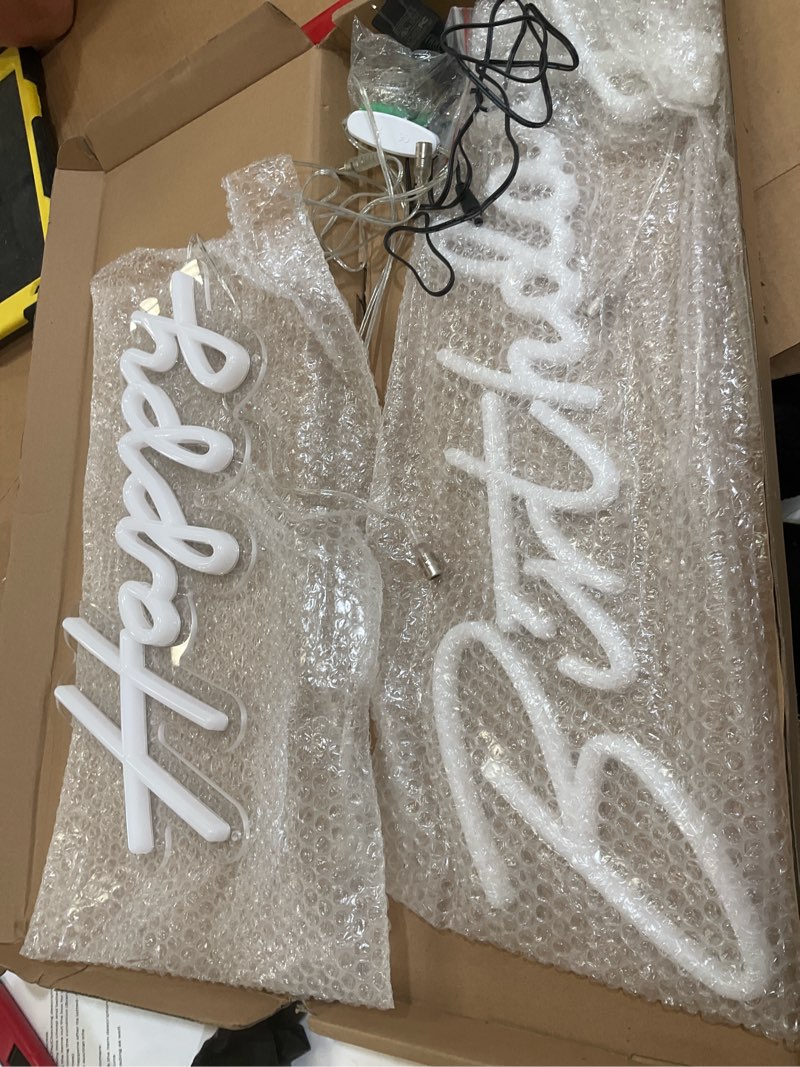 Condition photo showing As Is for 40"/23" happy birthday neon sign large - pink happy birthday sign 12v - happy birthday light up sign with dimmable switch - 2pcs happy birthday led sign for backdrop, party, celebration, decoration happy birthday neon sign pink