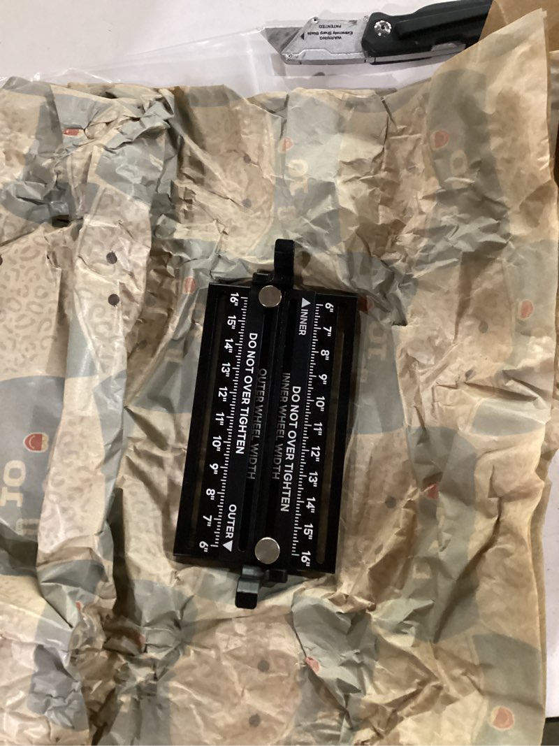 Condition photo showing Good Condition for upgraded universal wheel fitment tool for 4 and 5 lug wheel bolt pattern - wheel offset measuring gauge hub tool supports 13 to 22 inch wheel diameters (aluminum alloy)