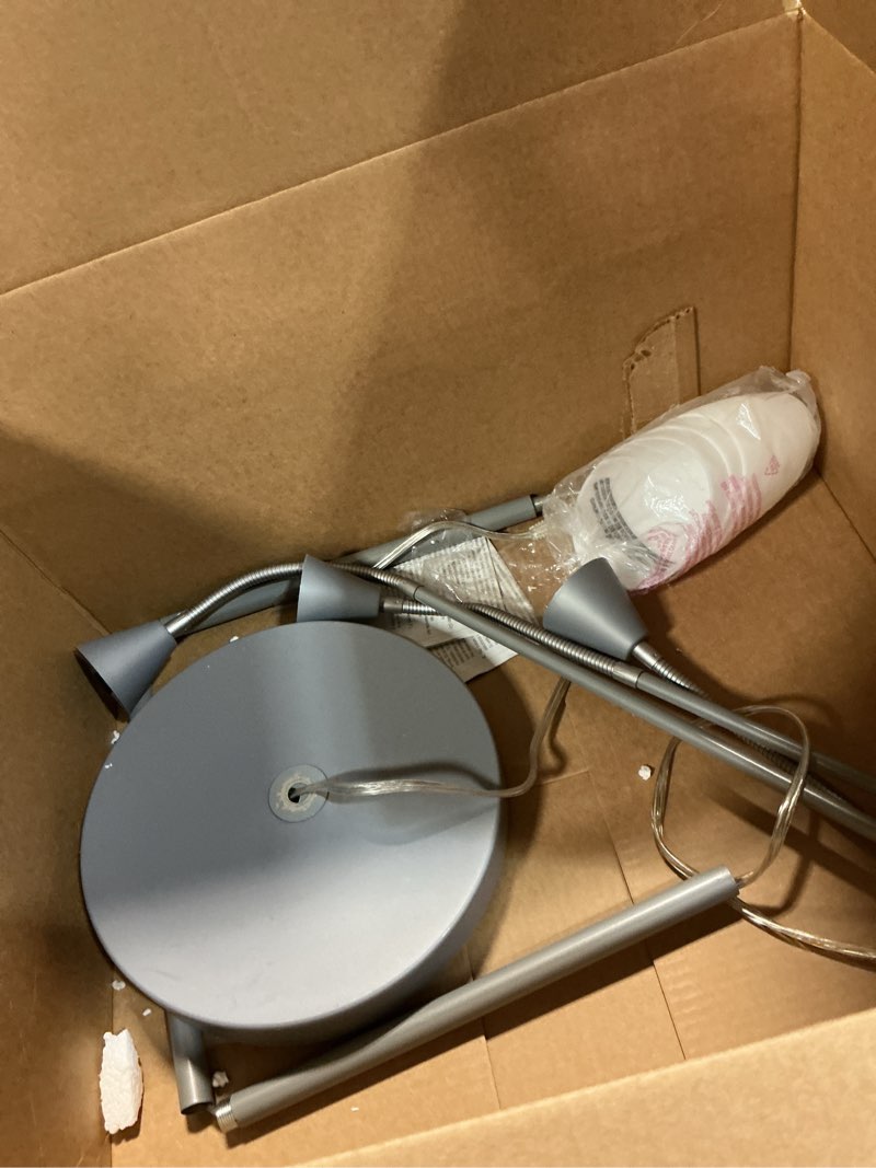 Condition photo showing As Is for catalina lighting 20743-000 medusa 3-light adjustable floor lamp, standing lamp, multi-head lamp, living room floor light, led bulb not included, 57.75", silver classic silver 3-light