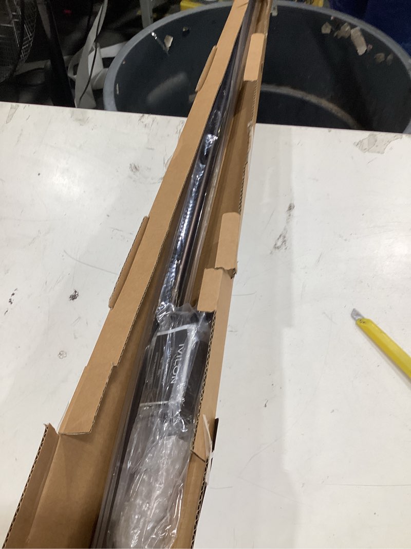Condition photo showing Good Condition for ivilon curtain rod for windows 48 to 86 inch – 1 inch telescoping drapery rod, 2 long sections, end cap finials, black 48 to 86 in.
