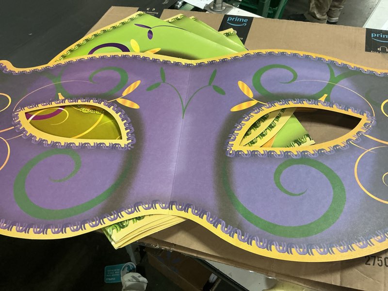Condition photo showing Good Condition for beistle 8 piece jumbo mardi gras decorations masquerade mask cutouts new orleans party décor