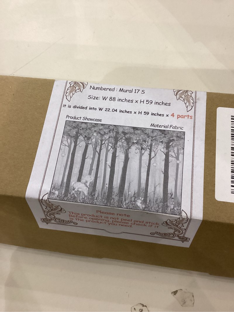 XMPMBM-Grey Cartoon Tree Nursery Room Fabric Wallpaper Misty Forest Wall Mural-W 88" X H 59"?36 Squa