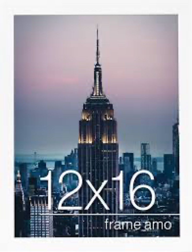 Frame Amo White 16x24 Picture or Poster Frame, 1 inch Wide Border, Smooth Finish, Acrylic Front