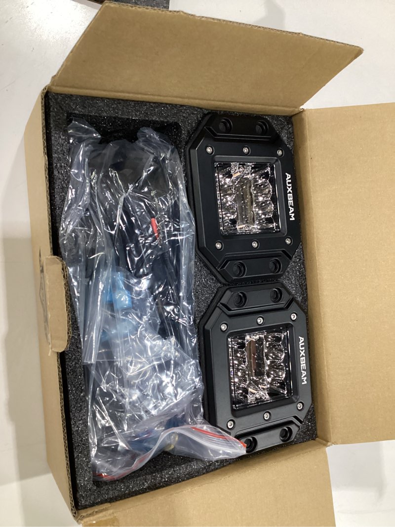 Condition photo showing Good Condition for Auxbeam 6 Modes Amber White Series Flush Mount Strobe Lights 5 Inch 72W LED Pods Spot Flood Combo Flashing/Warning Multi-Function Offroad Lighting Bumper Grille Mount, Pair 5 Inch (2PCS)