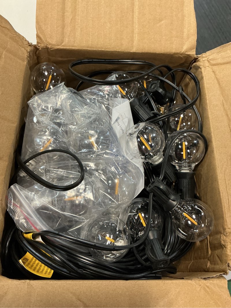 Condition photo showing Good Condition for addlon 100ft outdoor string lights g40 with remote, 54 led shatterproof bulbs, dimmable patio globe lights waterproof, hanging outside lighting for backyard, garden, deck, balcony, porch, café, decor