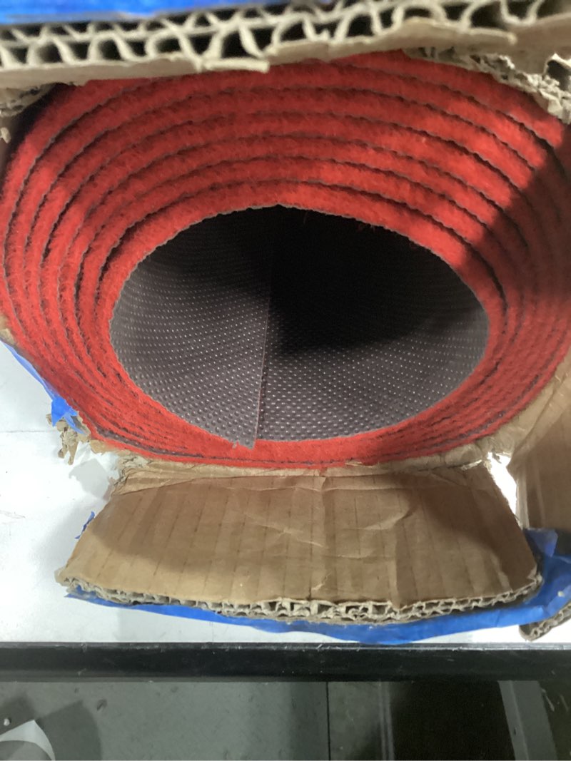 Condition photo showing As Is for PBHEPJ 3ft x 10ft Red Carpet Runner for Party, TPR Rubber Backed Red Rug, Non-Slip,Extra Thick, Wedding and Events Decorations, Reusable