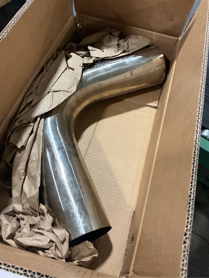 Condition photo showing Good Condition for 4 inch 90 degree diy custom mandrel exhaust pipe tube pipe, t304 stainless steel, universal fit, 27.5 inch end to end length, 4'' od mandrel bend pipe 4''od-90 degree-1pc