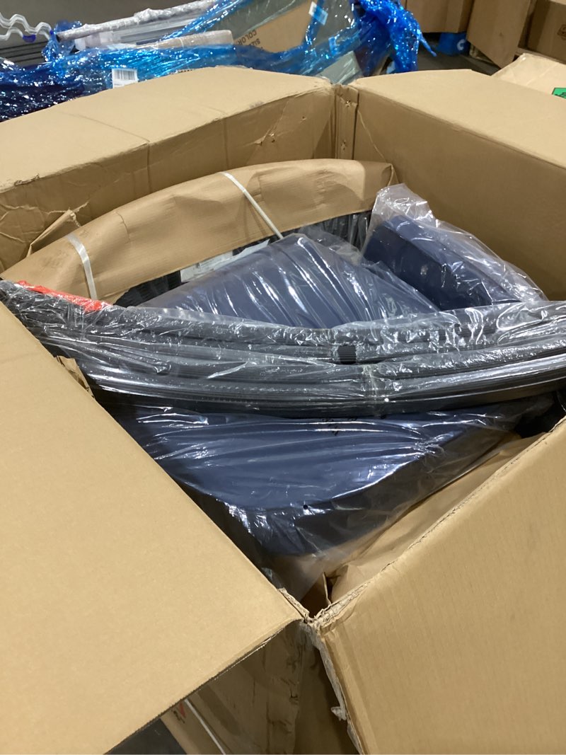Condition photo showing New/Like New for Jeco Inc W00214_2-RCES011 Windsor Black Wicker Rocker End Table Set with Chair Cushion, Blue