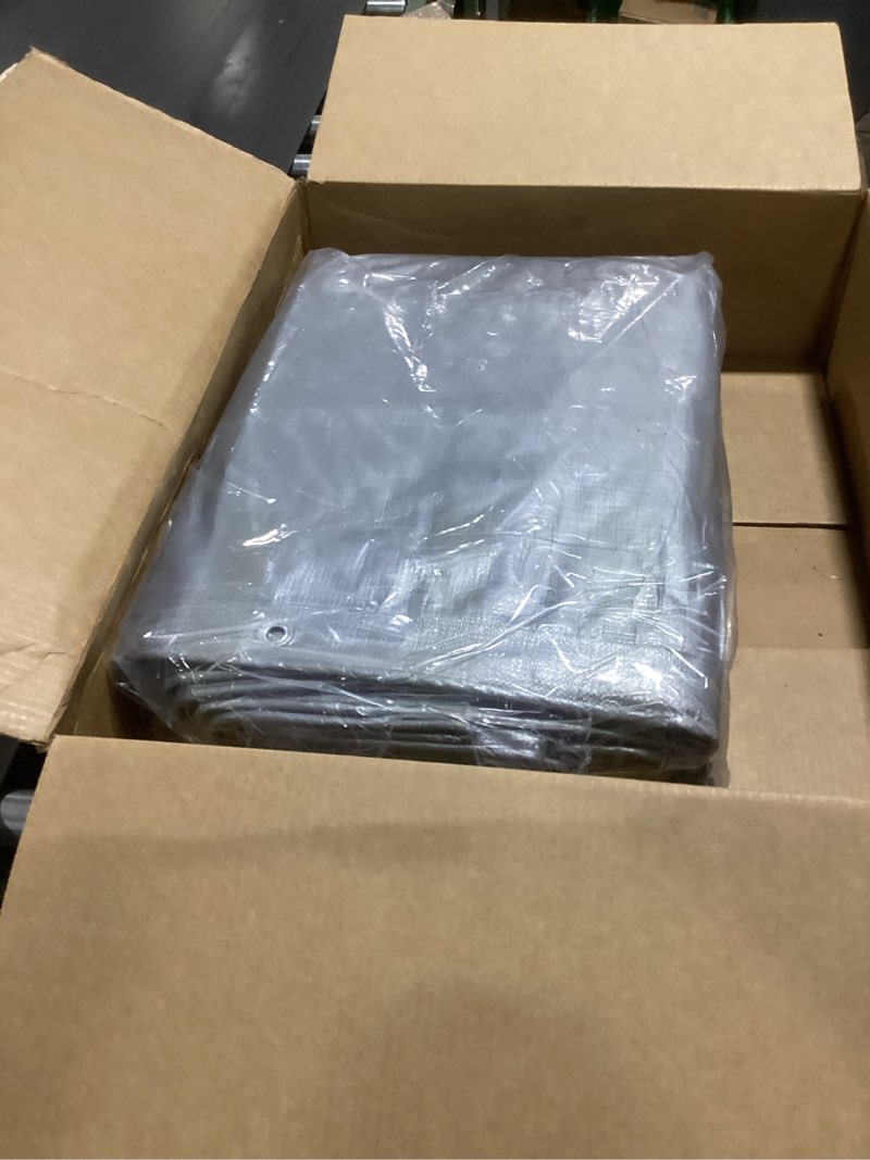 Condition photo showing New/Like New for Tarp Heavy Duty 20x30 FT, 12 Mil Thick Large Tarps Water-Proof with Grommets, UV& Tear Resistant, Plastic Cover for Pool Roof Tent Outdoor Firewood, Silver& Brown Silver& Brown 20x30
