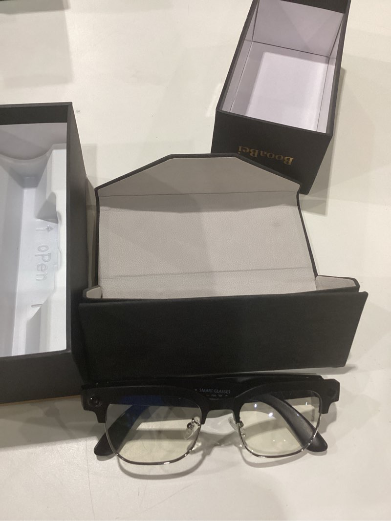 Condition photo showing As Is for USED AI Smart Glasses with Camera,8MP 4K HD Camera Glasses,Supports AI Voice Control/Photo/Video/Audio Recording,Bluetooth Glasses with 133 Translations,IP67 Waterproof for Business,Outdoor,Men & Women Anti Blue Light Lenses/Metal Black