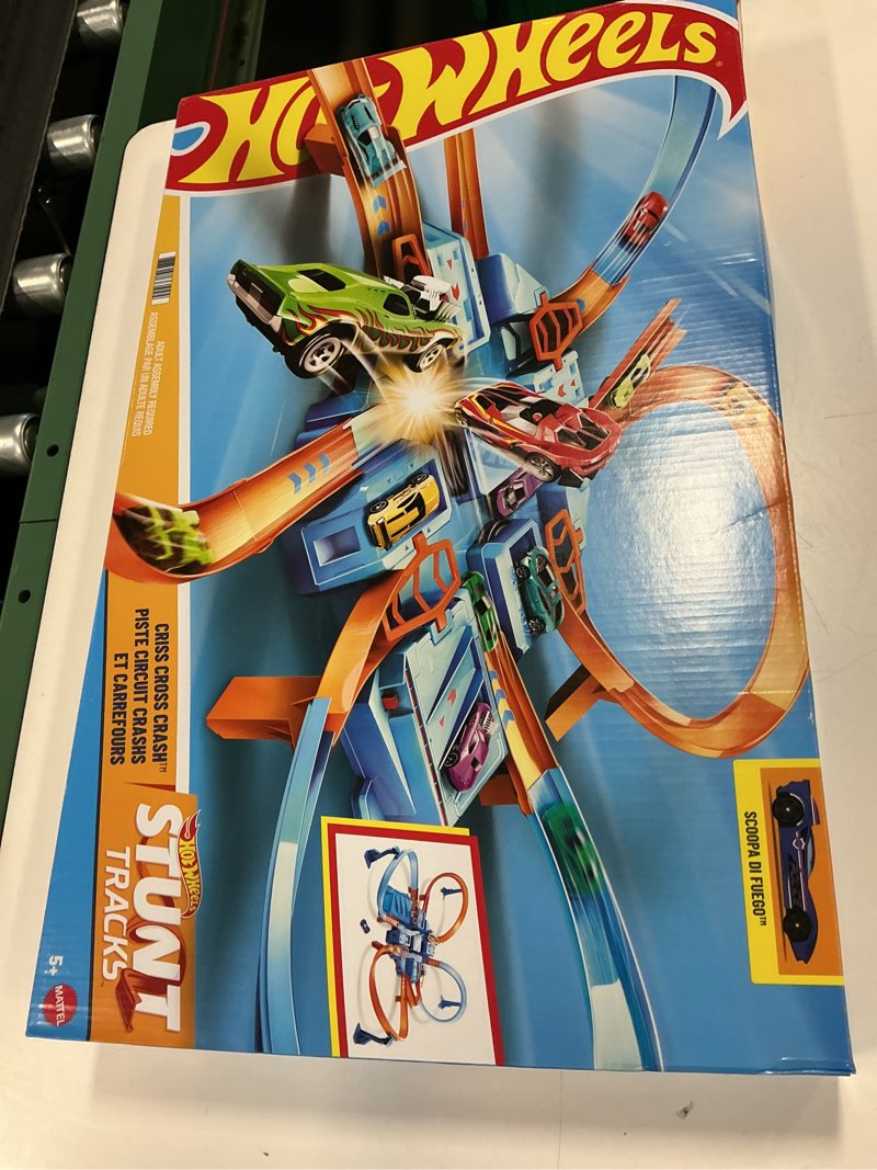 Condition photo showing New/Like New for Hot Wheels Toy Car Track Set, Criss Cross Crash with 1:64 Scale Vehicle, Powered by a Motorized Booster (Amazon Exclusive)