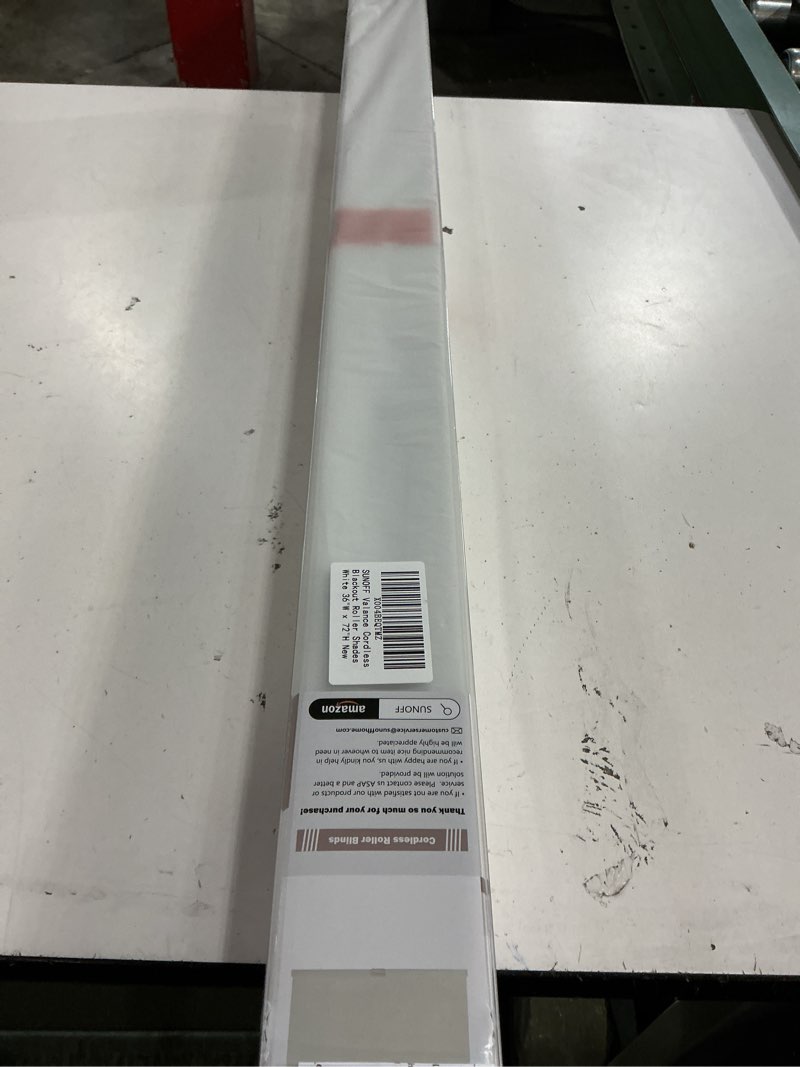 Condition photo showing New/Like New for cordless blackout roller shades blinds for windows free-stop,pull down room darkening with valance,thermal insulated woven fabric window door blinds for home,office,white 36" w x 72" l 36"w x 72"h white