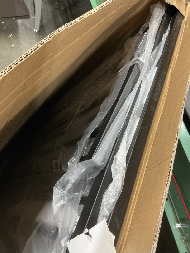 Condition photo showing As Is for 40.55" tall 1.37" ultra narrow spacing dogs pets baby gate with door for doorway cat safety proof indoor 57.68-73.43" extra wide puppy pressure mounted no drill white black metal hallway black-with door 57.68-73.42"/146.5-186.4cm