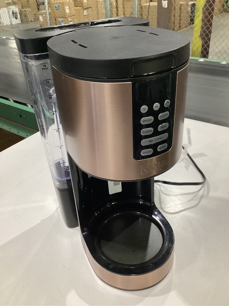 Condition photo showing Good Condition for (USED, NOT TESTED, MISSING COFFEE POT) Ninja Programmable XL 14-Cup Coffee Maker PRO with Permanent Filter, 2 Brew Styles Classic & Rich, Delay Brew, Freshness Timer & Keep Warm, Dishwasher Safe, Copper, DCM201CP