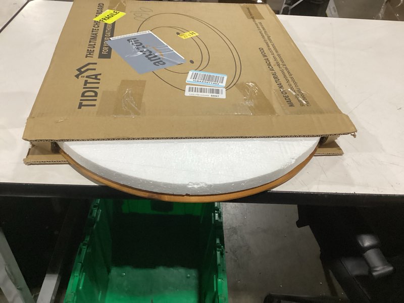 Condition photo showing New/Like New for tidita 21" acacia wood lazy susan for table top - wooden turntable serving tray for charcuterie boards cheese board - extra large round lazy susan organizer - kitchen revolution for countertop 21 inch acacia wood