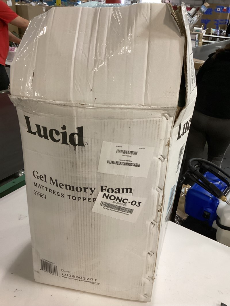 Condition photo showing As Is for lucid 3-inch ventilated gel memory foam mattress topper - queen queen 3 inch topper only